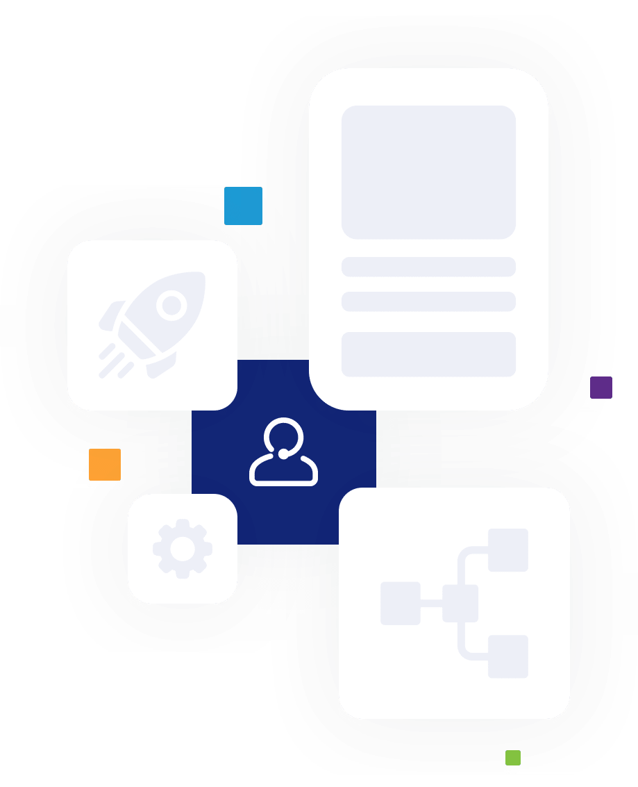 A graphic illustration that should show the process of preparing the new customer for using MarketingPlatform by the customer success team.