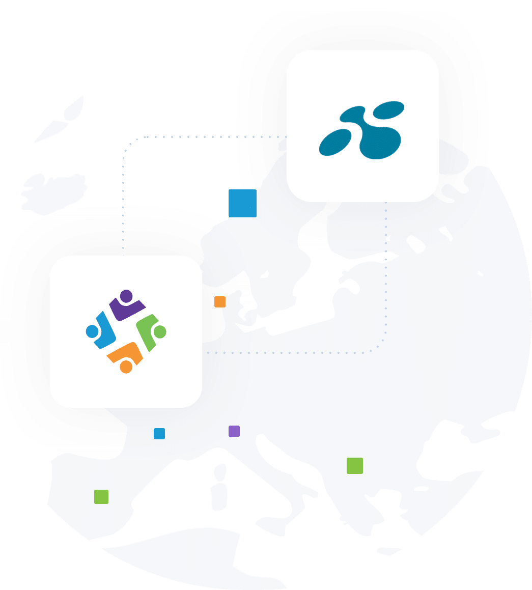 The logos of Link Mobility and MarketingPlatform over Europe's map.